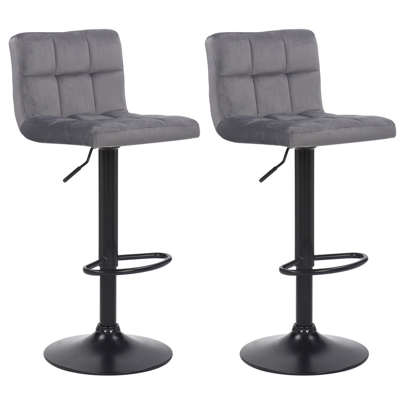 Lot de 2 tabourets de bar Feni en velours gris