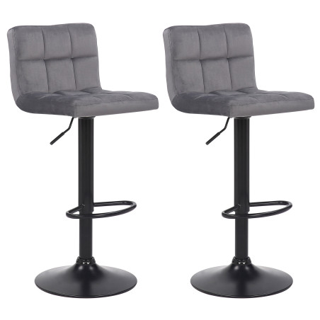 Ensemble de 2 tabourets de bar Feni en velours gris