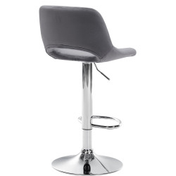 Ensemble de 2 tabourets de bar Camden, velours, chrome, gris foncé