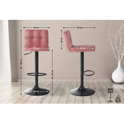 Ensemble de 2 tabourets de bar Feni en velours rose