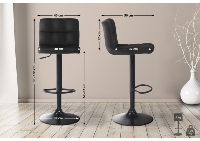 Lot de 2 tabourets de bar Feni en velours noir