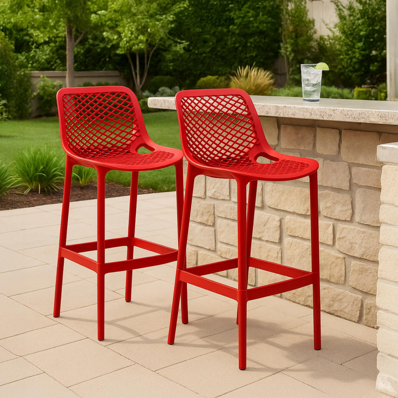 Ensemble de 2 tabourets de bar Air rouge