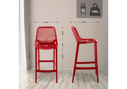 Juego de 2 taburetes de bar Air, rojos