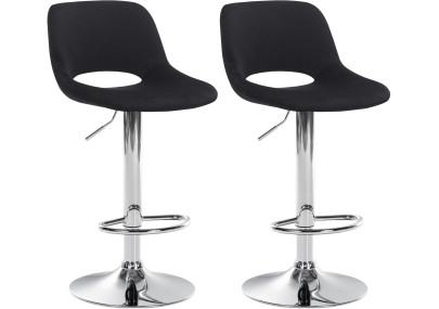 Lot de 2 tabourets de bar Camden en velours noir chromé