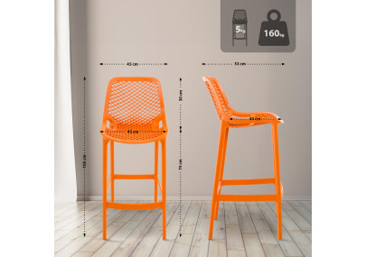 Conjunto de 2 banquetas de bar Air, laranja
