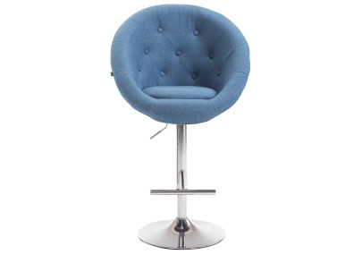 Tabouret de bar London V2, tissu, bleu chromé