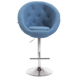Tabouret de bar London V2 en tissu chromé bleu