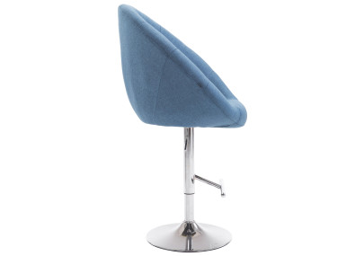 Tabouret de bar London V2, tissu, bleu chromé