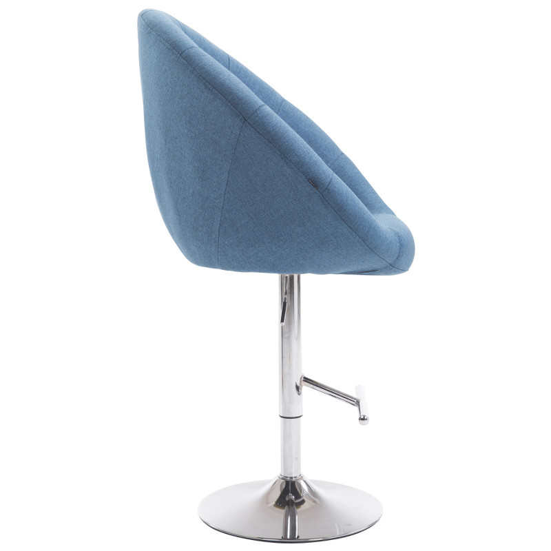 Tabouret de bar London V2, tissu, bleu chromé