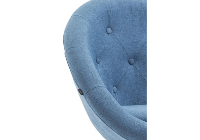 Taburete de bar London V2, tapizado en tela, cromado azul