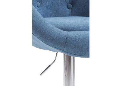 Tabouret de bar London V2, tissu, bleu chromé