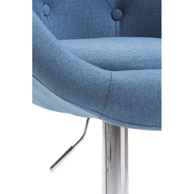 Tabouret de bar London V2 en tissu chromé bleu