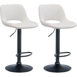 Lot de 2 tabourets de bar Camden en velours noir crème