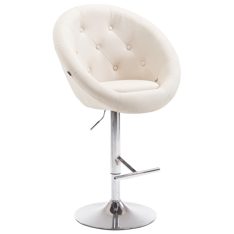 Tabouret de bar London V2 en tissu chromé crème