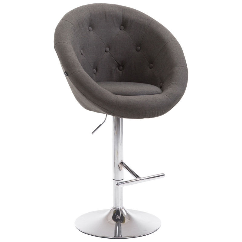Tabouret de bar London V2 en tissu chromé gris foncé