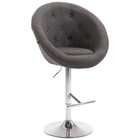 Tabouret de bar London V2, tissu, chrome, gris foncé