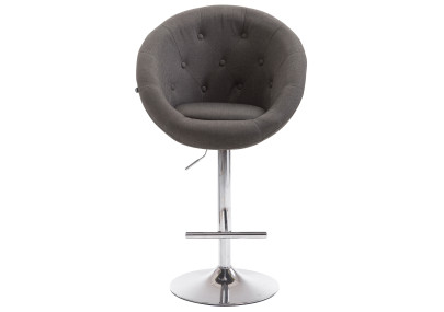 Tabouret de bar London V2, tissu, chrome, gris foncé