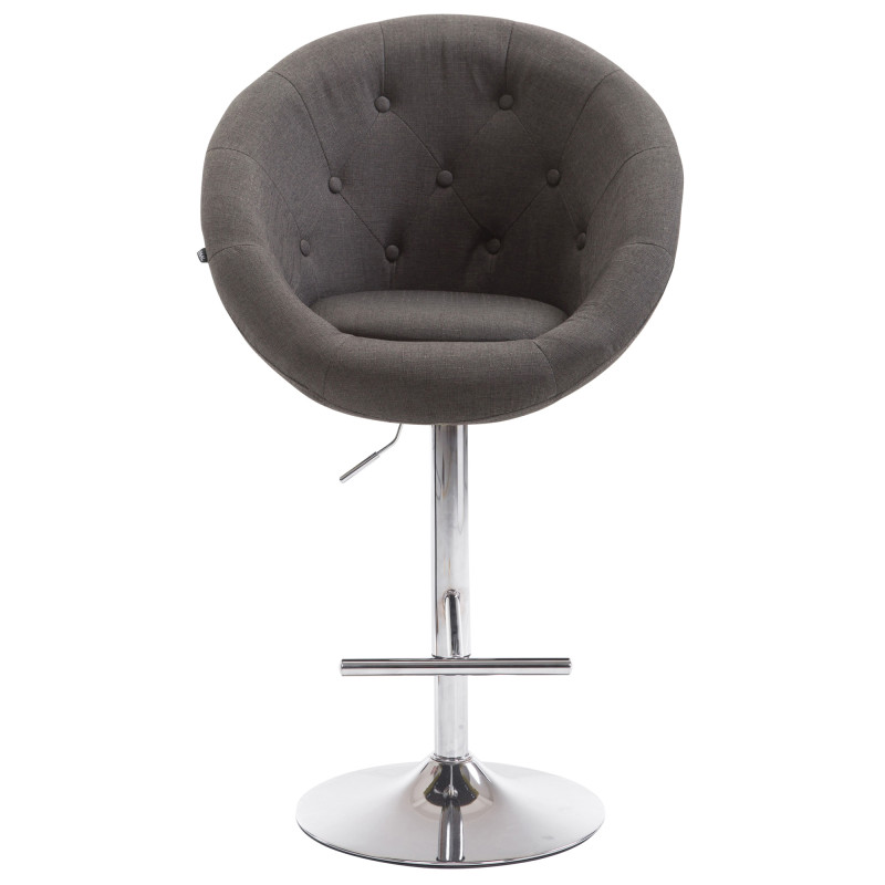 Tabouret de bar London V2 en tissu chromé gris foncé