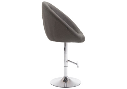 Tabouret de bar London V2, tissu, chrome, gris foncé