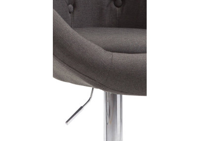 Sgabello da bar London V2, tessuto, cromato, grigio scuro