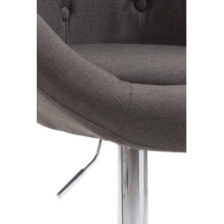 Tabouret de bar London V2, tissu, chrome, gris foncé