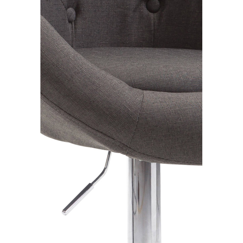 Sgabello da bar London V2, tessuto, cromato, grigio scuro