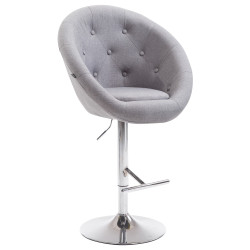 Tabouret de bar London V2 en tissu chromé gris