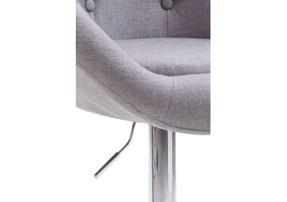 Tabouret de bar London V2, tissu, gris chromé