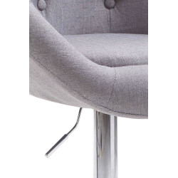 Tabouret de bar London V2 en tissu chromé gris