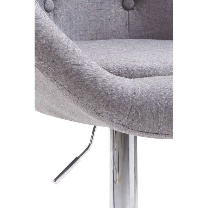 Tabouret de bar London V2, tissu, gris chromé