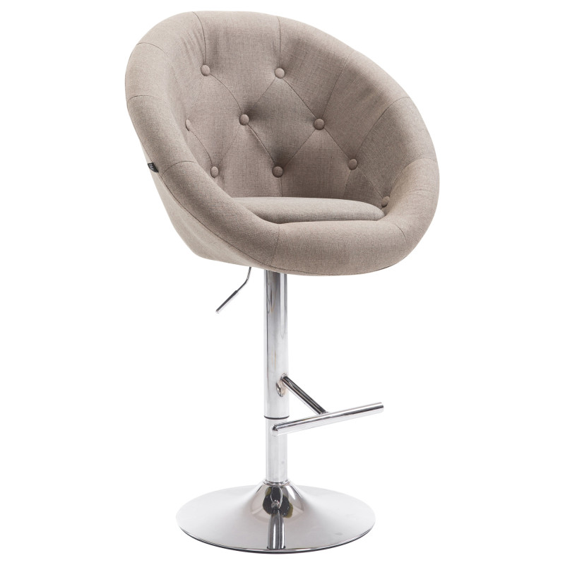 Tabouret de bar London V2 en tissu chromé taupe