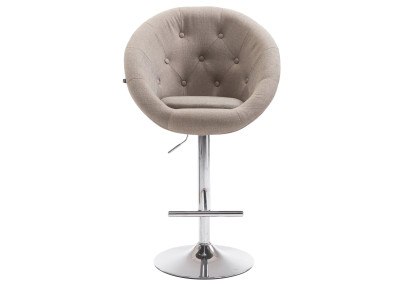 Tabouret de bar London V2, tissu, chrome, taupe