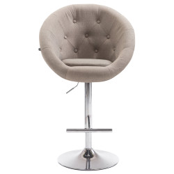 Tabouret de bar London V2, tissu, chrome, taupe