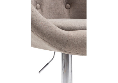 Tabouret de bar London V2, tissu, chrome, taupe