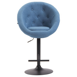 Tabouret de bar London V2, tissu noir bleu