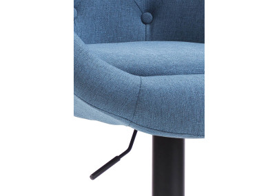 Tabouret de bar London V2, tissu, noir/bleu