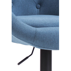 Tabouret de bar London V2, tissu, noir/bleu
