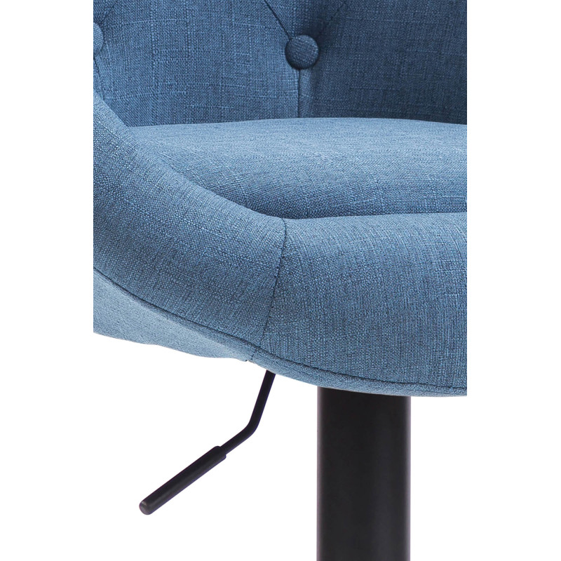 Tabouret de bar London V2, tissu, noir/bleu