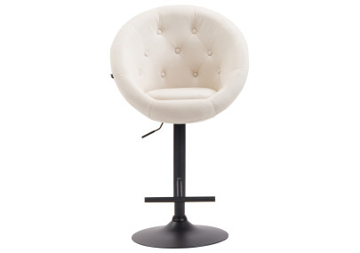 Taburete de bar London V2, tapizado en tela, negro y crema