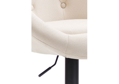 Tabouret de bar London V2, en tissu, noir et crème