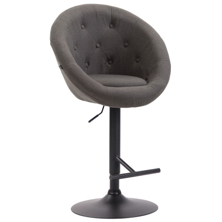 Tabouret de bar London V2, tissu : noir/gris foncé