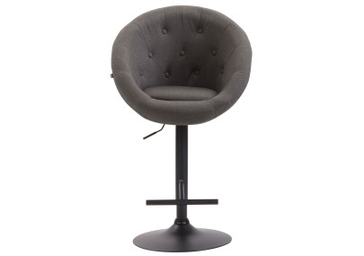 Tabouret de bar London V2, tissu : noir/gris foncé