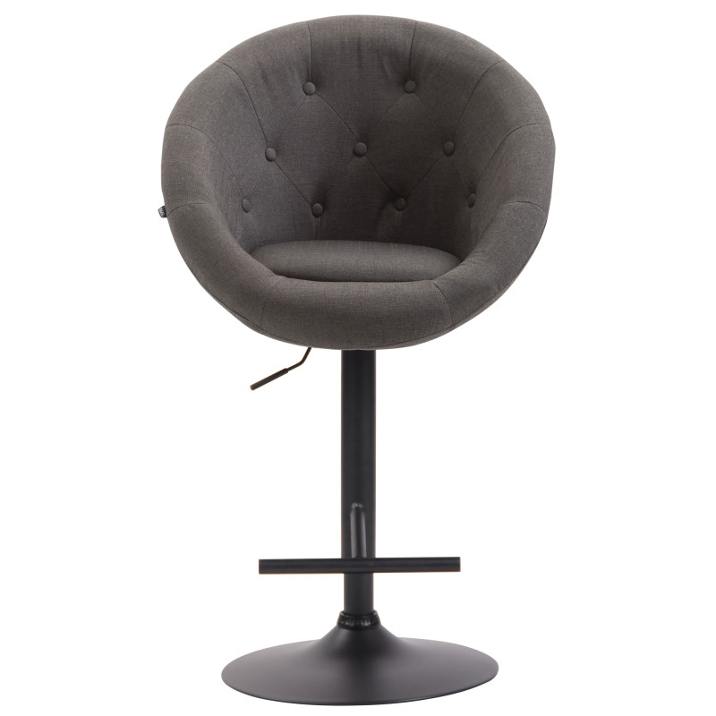 Tabouret de bar London V2, tissu : noir/gris foncé