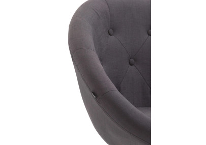 Tabouret de bar London V2, tissu : noir/gris foncé