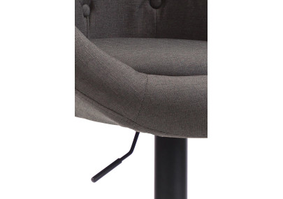 Tabouret de bar London V2, tissu : noir/gris foncé