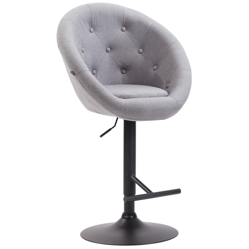 Tabouret de bar London V2, tissu noir gris