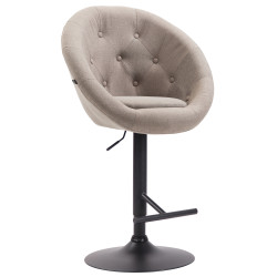 Tabouret de bar London V2, tissu noir taupe