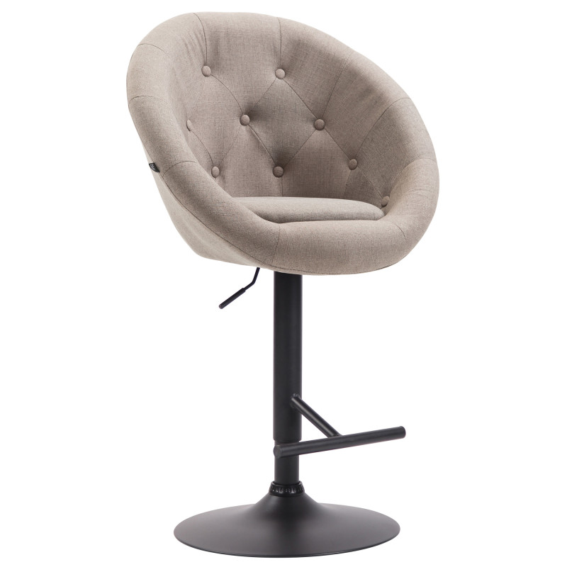 Tabouret de bar London V2, tissu noir taupe