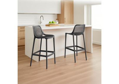 Lot de 2 tabourets de bar Air, gris foncé