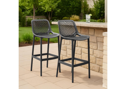 Lot de 2 tabourets de bar Air, gris foncé